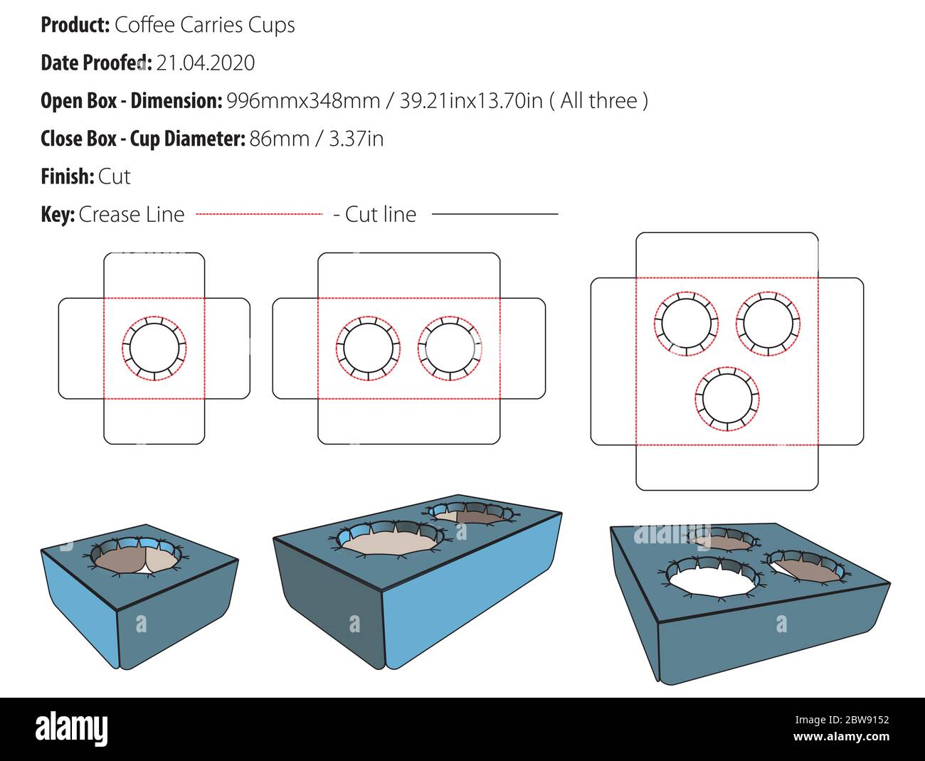 Porte-gobelets trois tasses - découpe - Vector Illustration de Vecteur