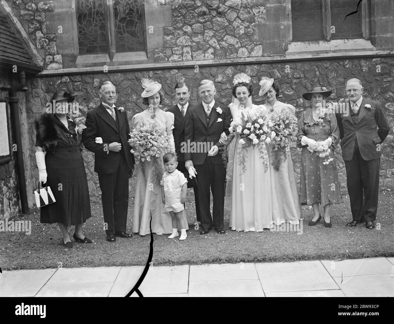 Le mariage de M. Lewis W Jackson et de Mlle D M Allen . Le groupe de la famille . 1939 Banque D'Images