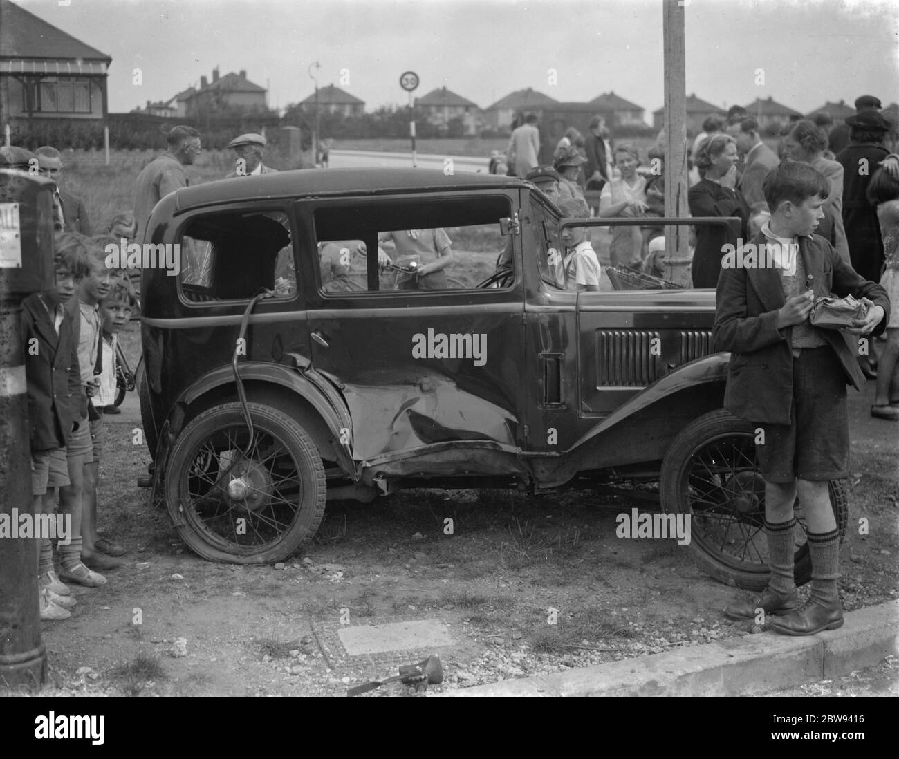 Un accident à Blackfen , Londres . 1938 Banque D'Images