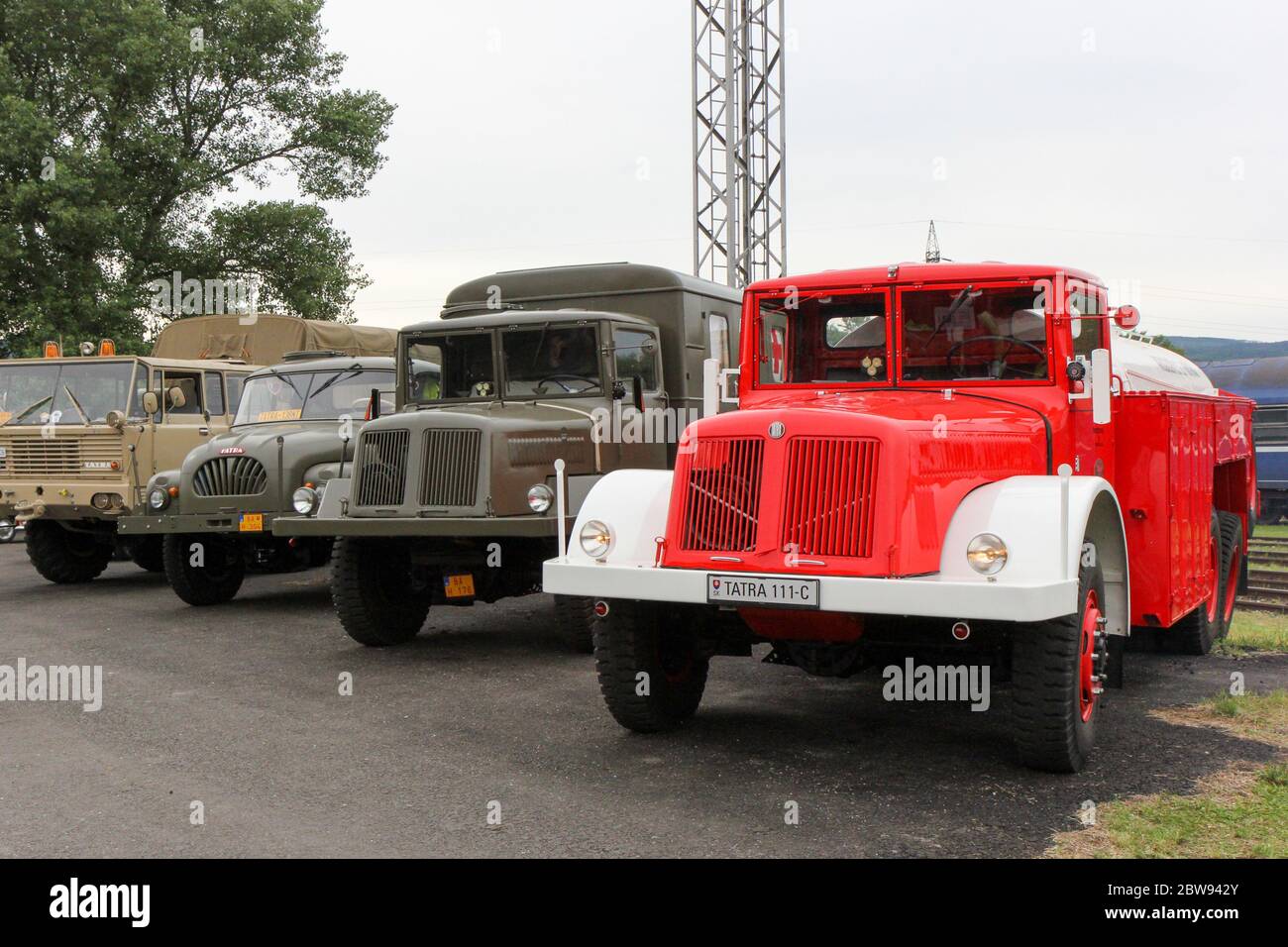 Véhicules d'époque. Exposition des vieilles locomotives et des trains. Banque D'Images
