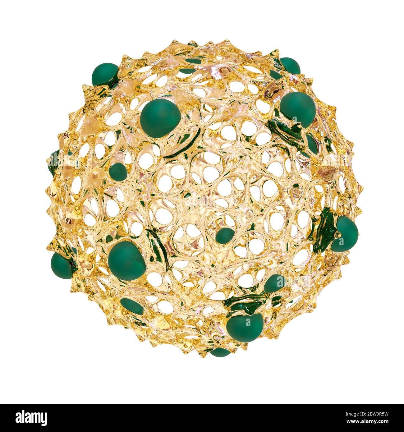 Décoration en verre fusionné avec sphères vertes en retrait sur la surface Banque D'Images