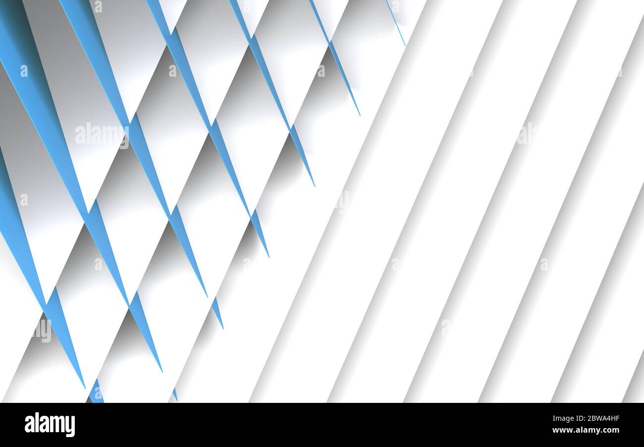 Arrière-plan géométrique abstrait, motif de feuilles de papier bleu et blanc entrecroisé. illustration du rendu 3d Banque D'Images