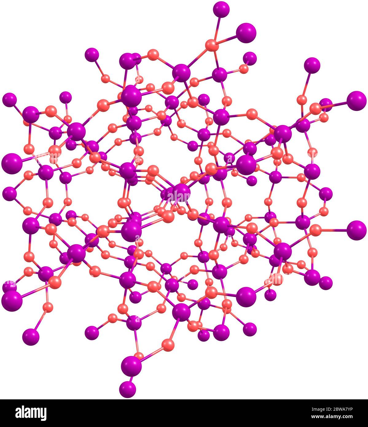 Le quartz est un minéral composé d'atomes de silicium et d'oxygène dans un cadre continu de tétraèdres d'oxygène de silicium SiO4. illustration 3d Banque D'Images