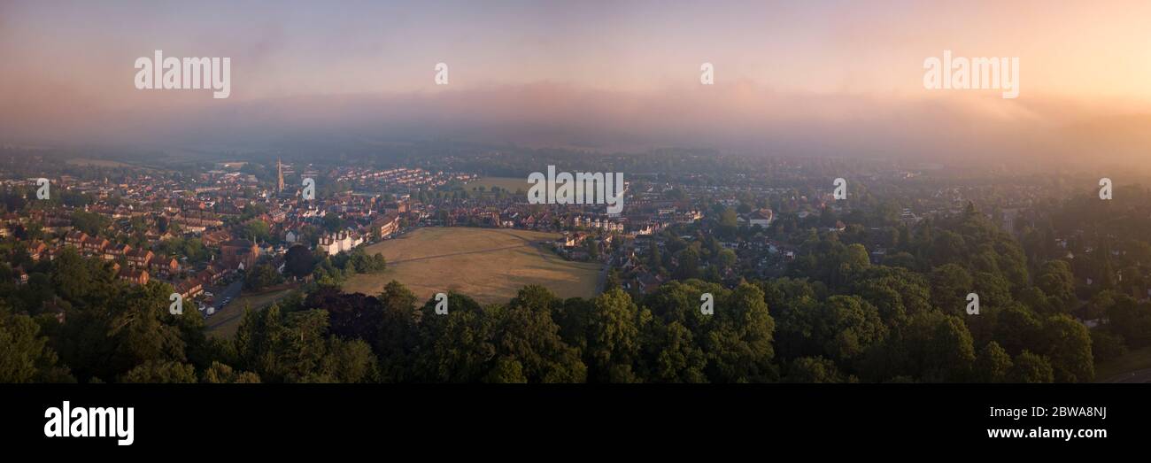 Vue aérienne de Dorking, Surrey- Royaume-Uni Banque D'Images