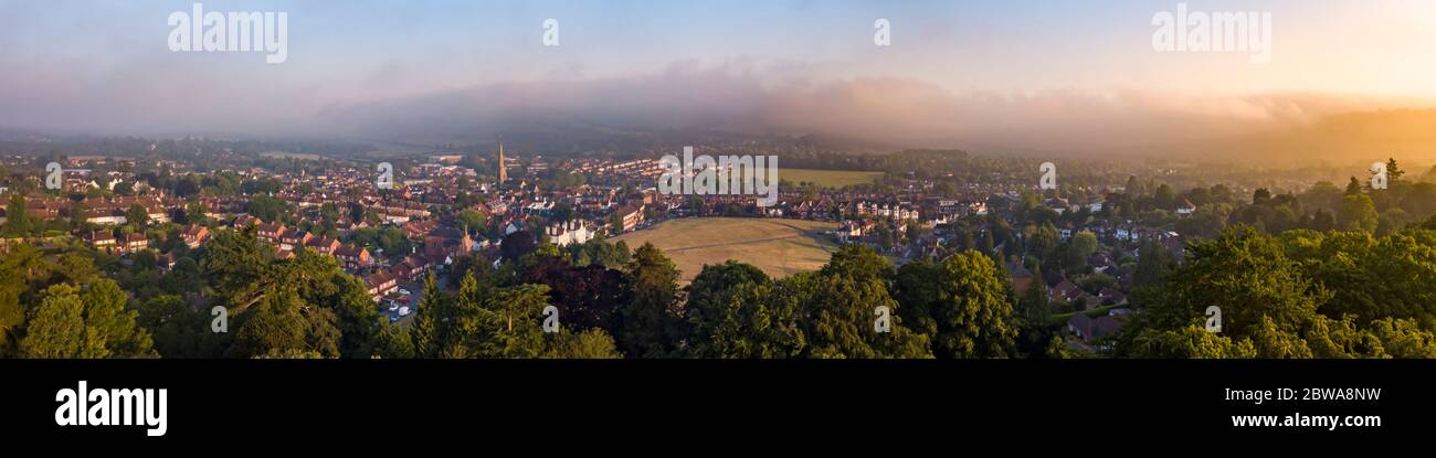 Vue aérienne de Dorking, Surrey- Royaume-Uni Banque D'Images