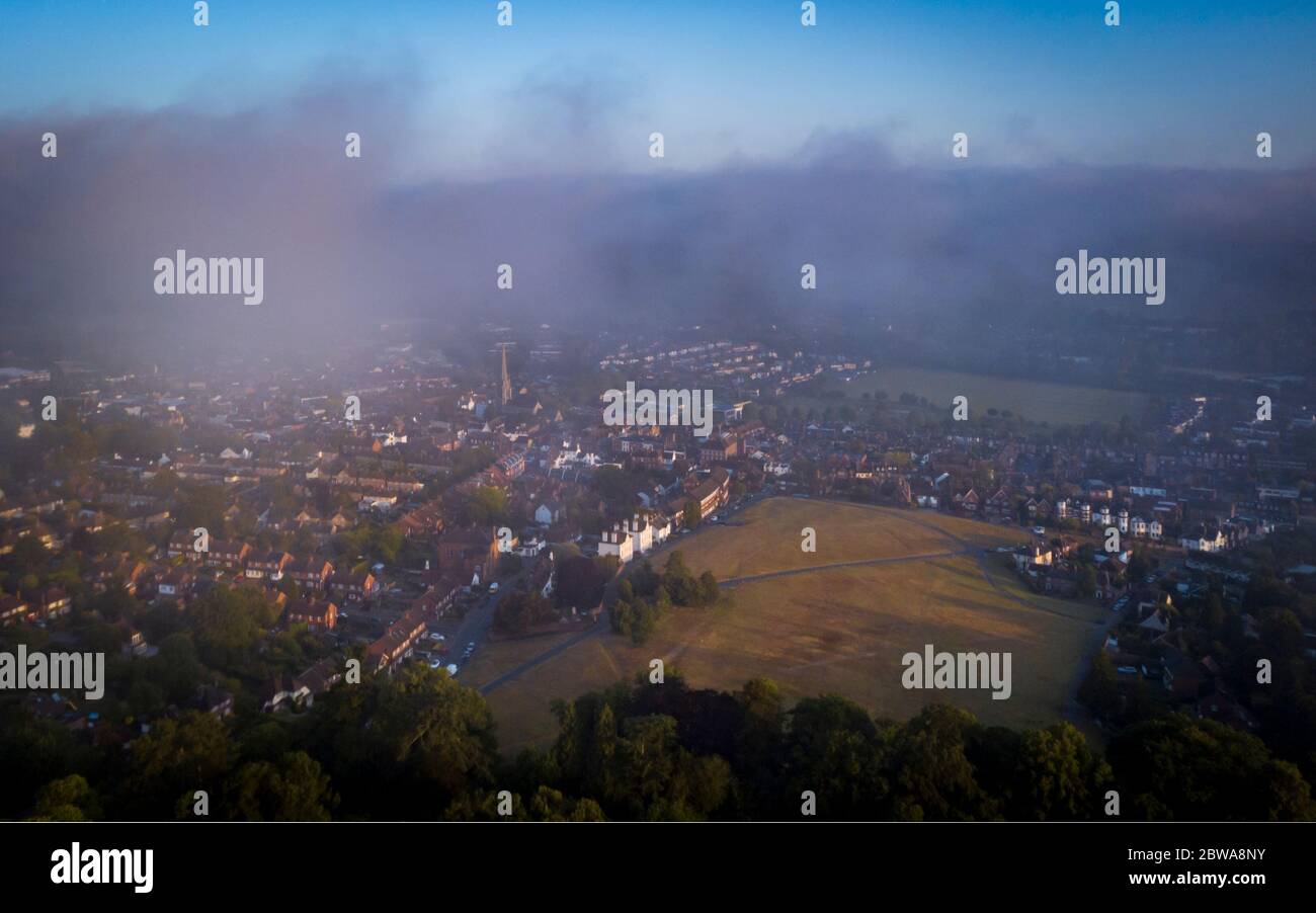 Vue aérienne de Dorking, Surrey- Royaume-Uni Banque D'Images