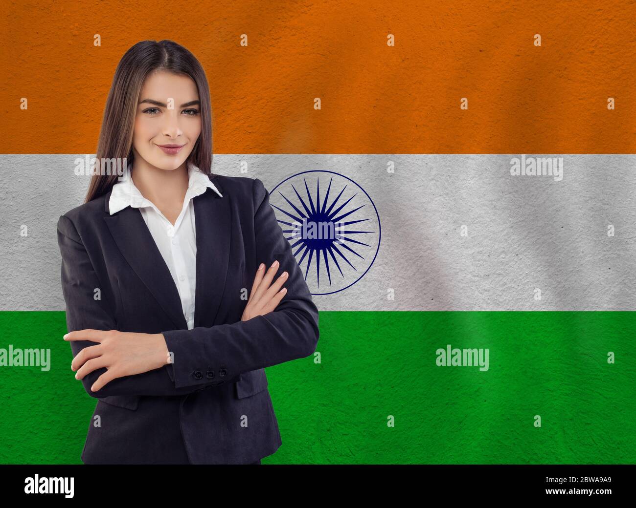 Jeune femme prête pour les affaires ou apprendre la langue Banque D'Images