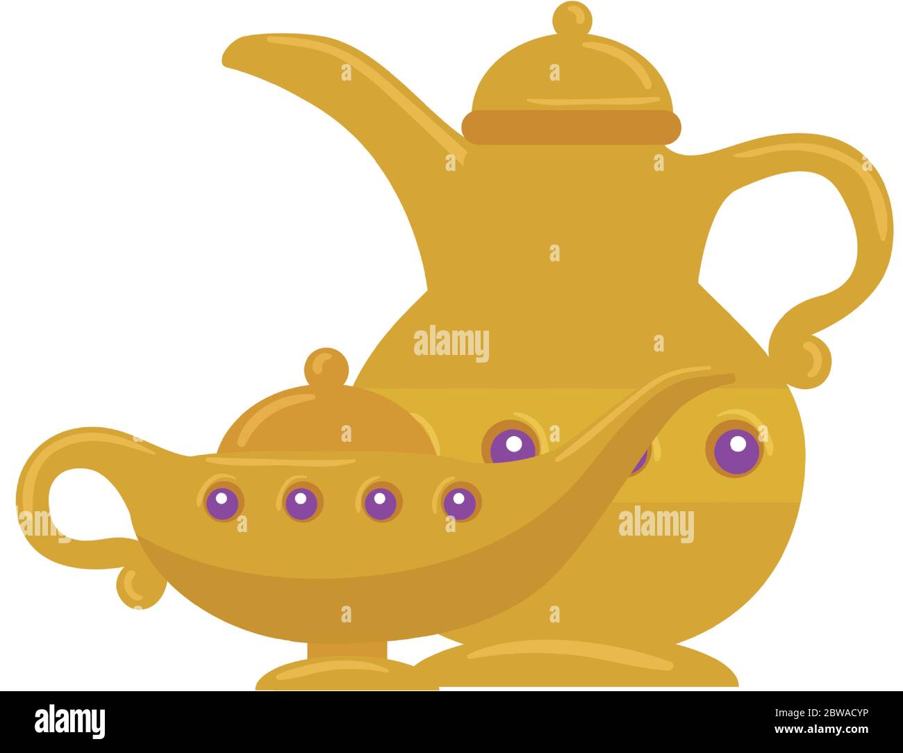 théière arabe dorée avec lampe magique , patrimoine culturel arabe sur fond  blanc Image Vectorielle Stock - Alamy