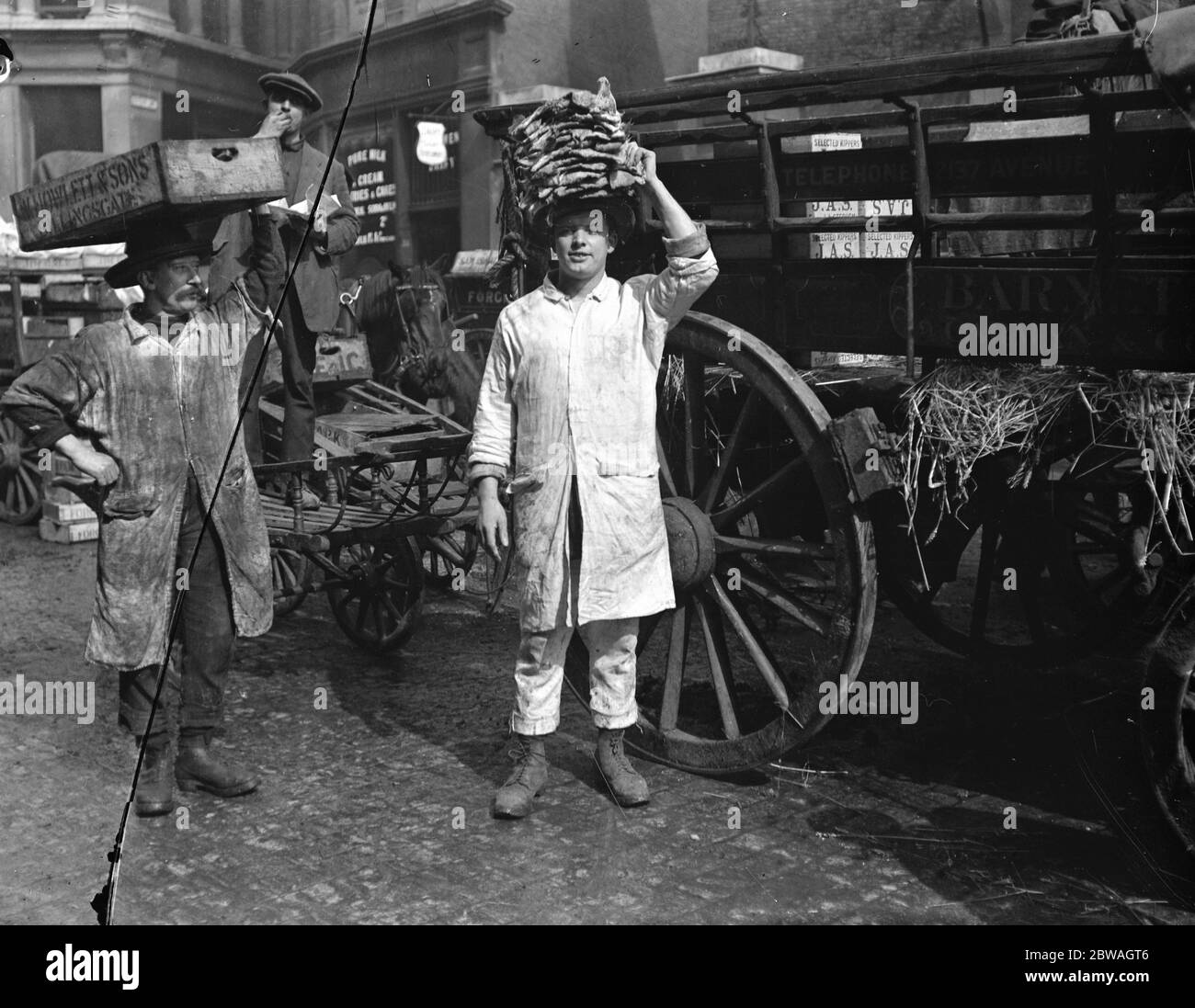 Portiers de poissons Billingsgate . Banque D'Images