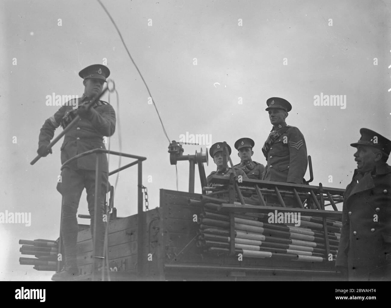 Démonstration à la caserne de Mons, Aldershot , avec le corps royal des signaux . La couche de câble mécanique en opération . 15 février 1938 Banque D'Images