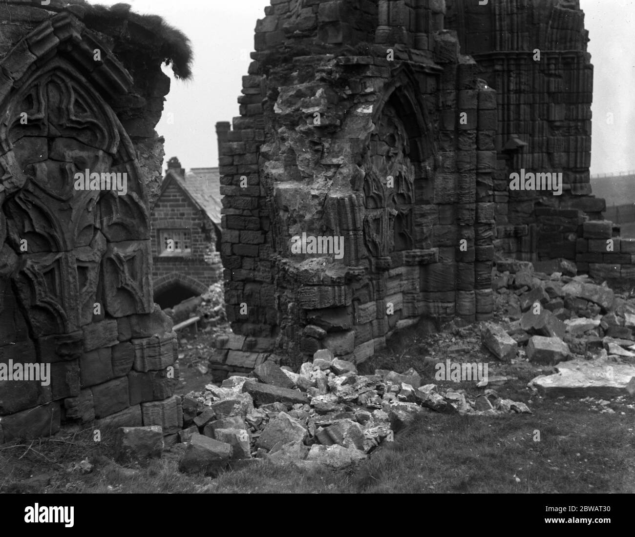 Ruines de l'abbaye de Whitby , Yorkshire du Nord . 1920 Banque D'Images