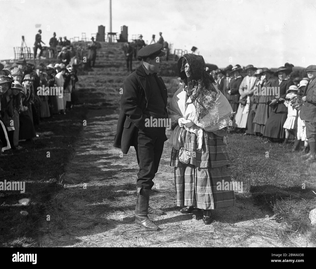 Tournage d'une scène de ' The Manxman ' , histoire d'amour étoilé sur l'île de Man . Réalisé par George Loane Tucker et avec Elisabeth Risdon . 1916 Banque D'Images
