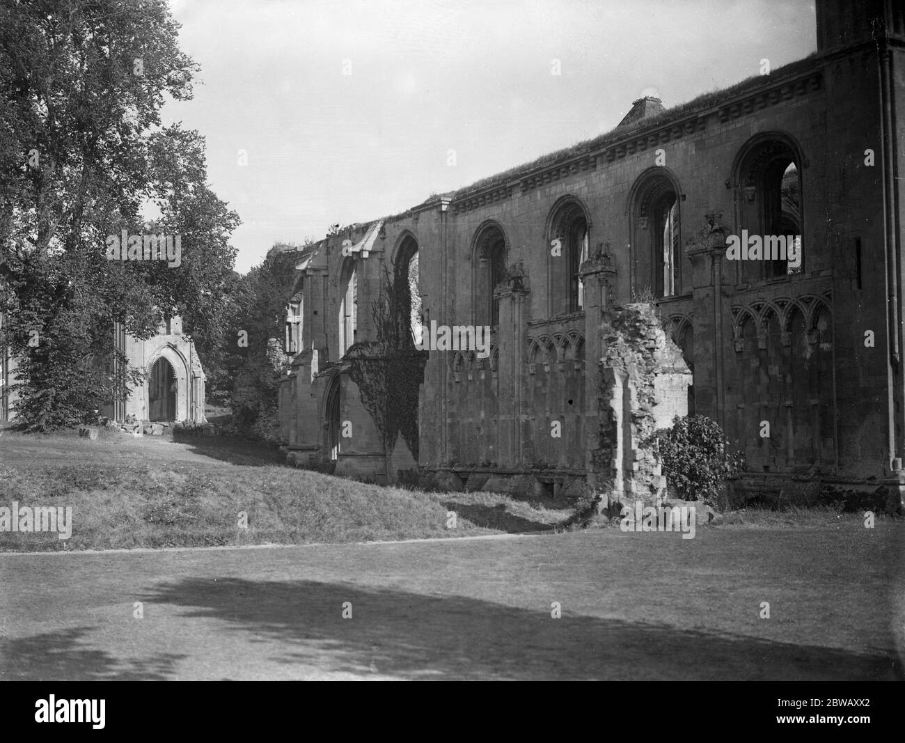 Ruines de la chapelle à l'abbaye de Glastonbury , Somerset . Banque D'Images