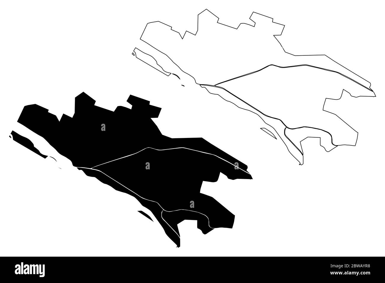 Vijayawada (République de l'Inde, État de l'Andhra Pradesh) carte illustration vectorielle, croquis à gribouiller carte de la ville de Bezawada Illustration de Vecteur