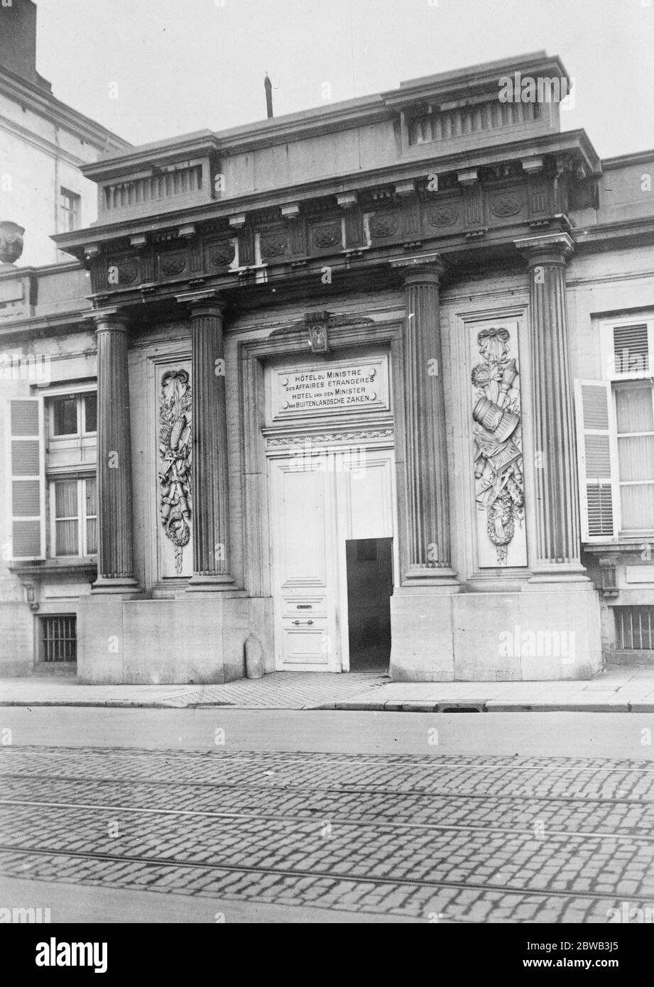 Le Foreign Office de Bruxelles , où a eu lieu une importante conférence à laquelle ont participé des représentants militaires français , concernant la situation de la Ruhr . 13 mars 1923 Banque D'Images