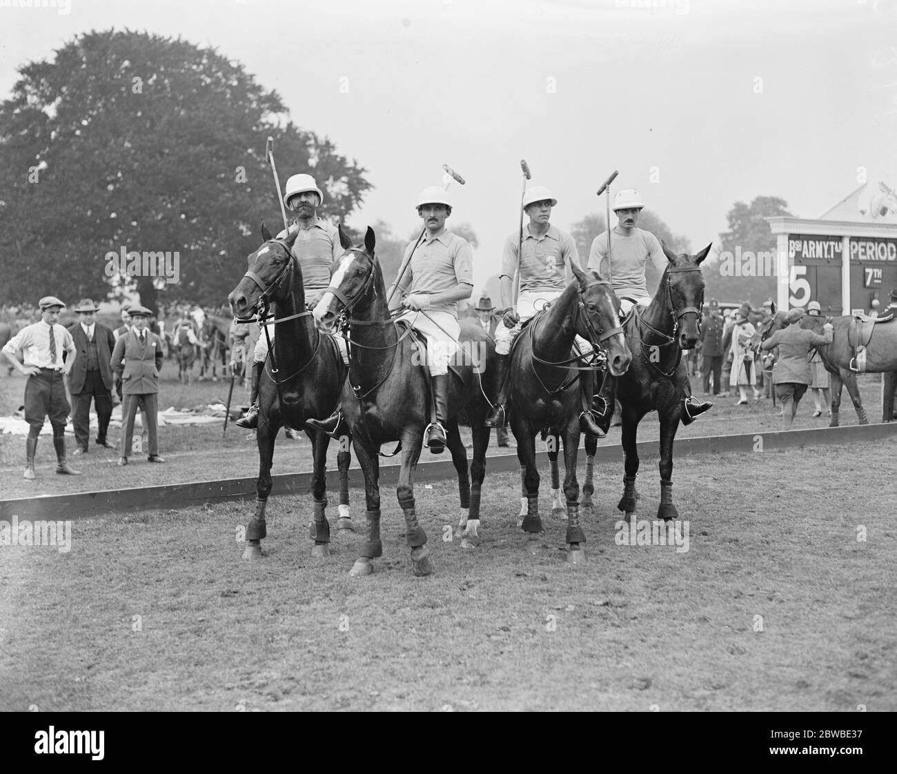 Ranelagh - l'armée britannique contre les Fédérations des Polos de France pour la coupe de Verdun . L'équipe française - Victor Rosenthal , Hubert de Monbrison , H Couterie , J F Macaire . 1927 Banque D'Images