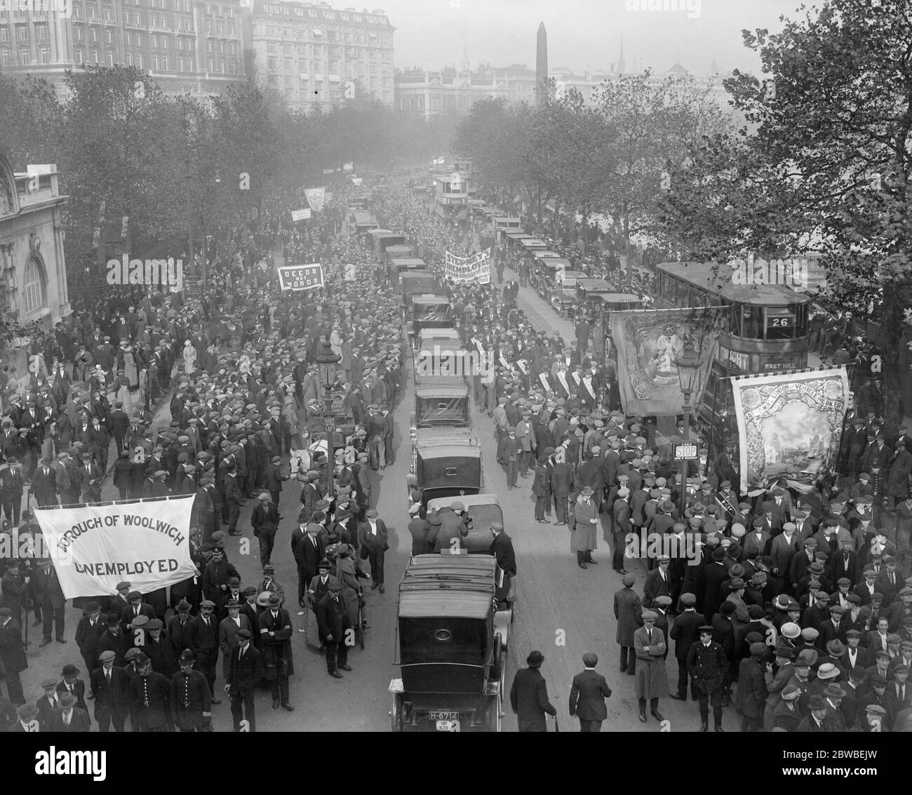 Procession sans emploi sur le remblai 18 octobre 1920 Banque D'Images