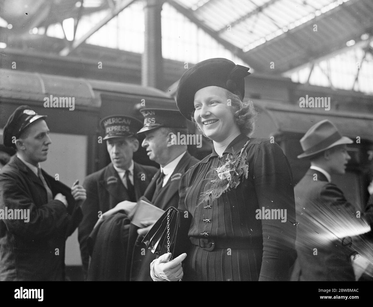 A Waterloo, en arrivant des Etats-Unis, Mlle Patricia Ziegfeld , fille du producteur tardif 10 janvier 1935 Banque D'Images