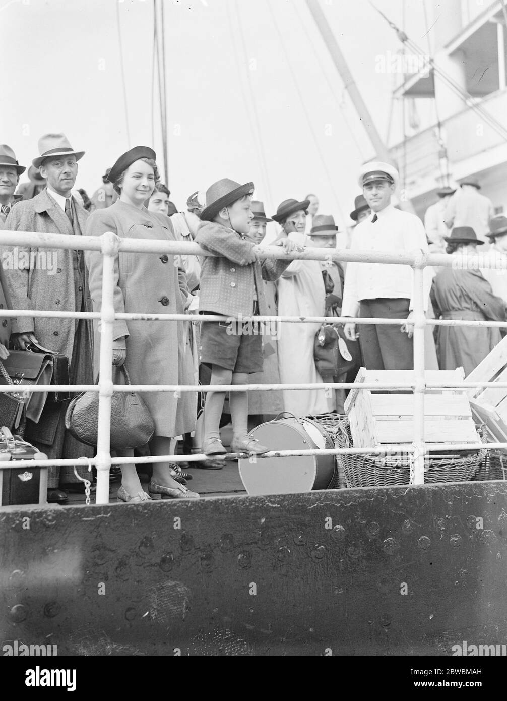 Les réfugiés juifs allemands arrivent sur le paquebot Rakotis le 21 juin 1939 Banque D'Images
