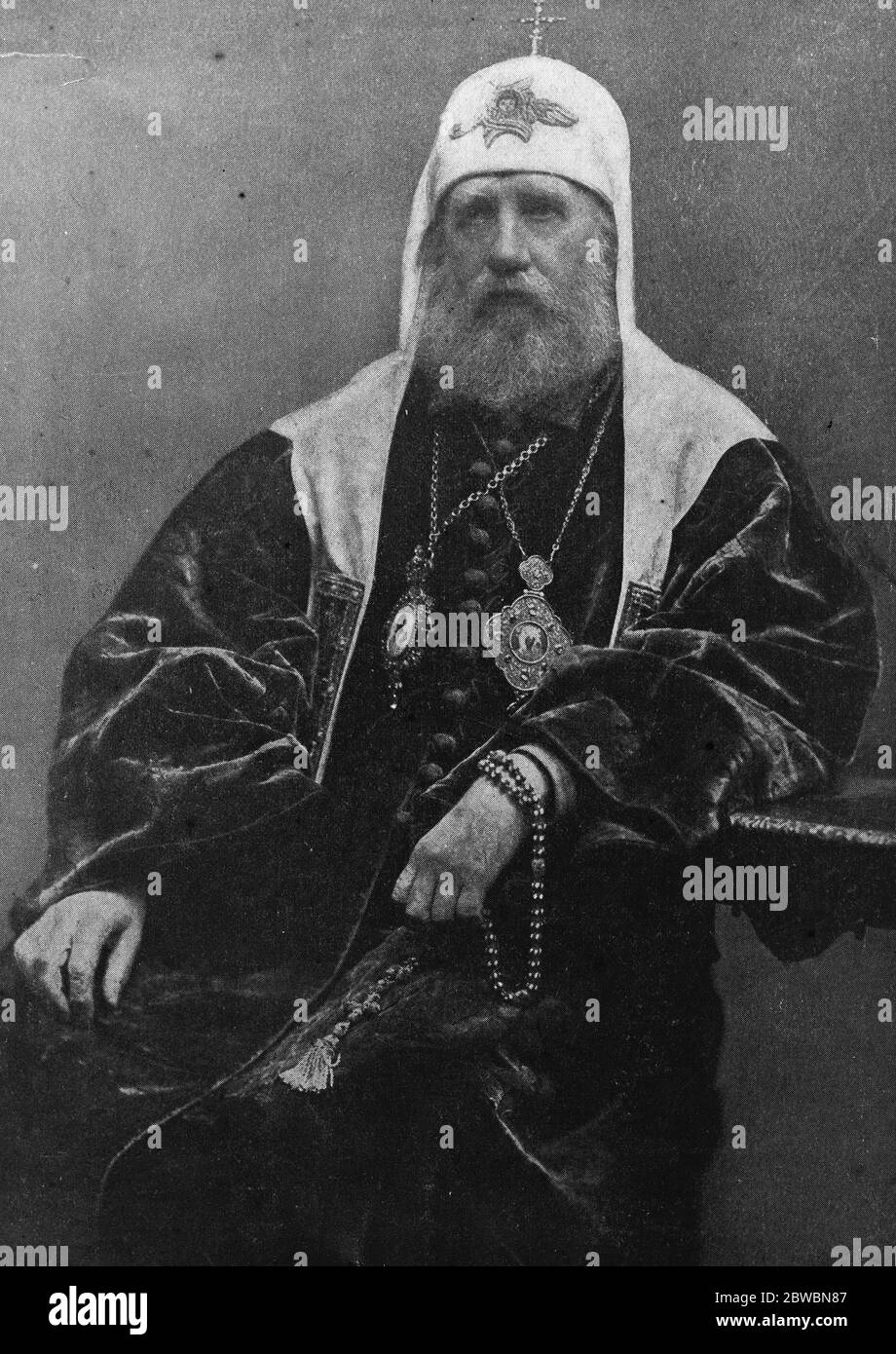 Patriarche de toute la Russie à juger pour sa vie à Moscou mercredi prochain le procès ouvrira quatre dirigeants de l'Eglise orthodoxe grecque, y compris Saint Tikhon de Moscou, le Patriarche de toute la Russie âgé 7 avril 1923 Banque D'Images