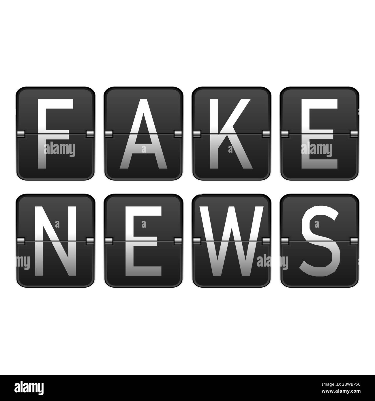 Fausses nouvelles formulation flip clock concept style rétro avec fond blanc. Illustration de Vecteur