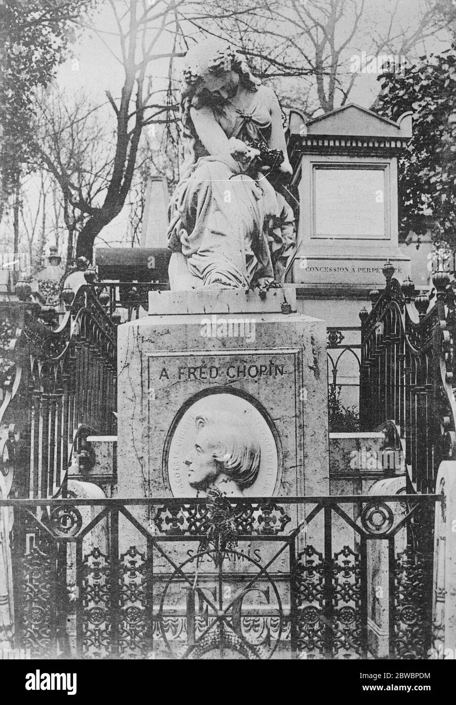 Tombe de Frédéric Chopin dans le cimetière Pepe Lachaise 13 novembre 1922 Banque D'Images