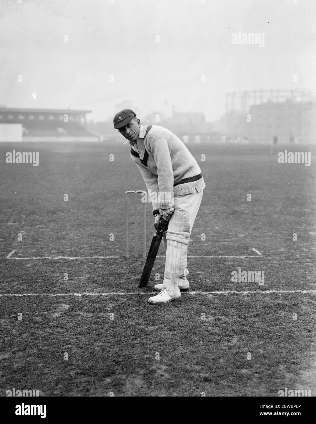 L'équipe de cricket sud-africaine en pratique à Kennington OVAL . H W Taylor ( Natal ) le capitaine et le membre le plus brillant de l'équipe . 23 avril 1924 Banque D'Images