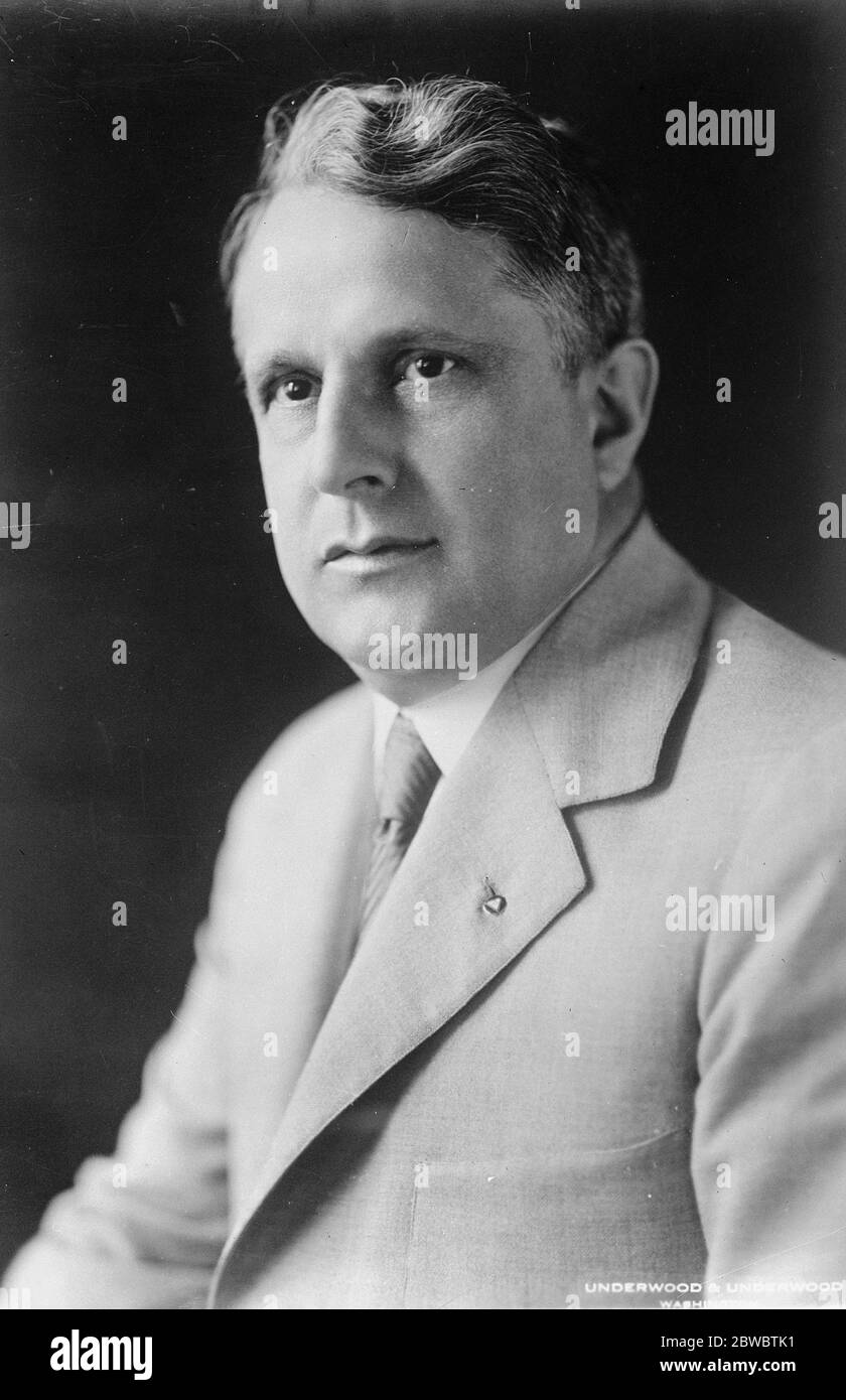 James J Davis , secrétaire du travail aux États-Unis 15 février 1926 Banque D'Images