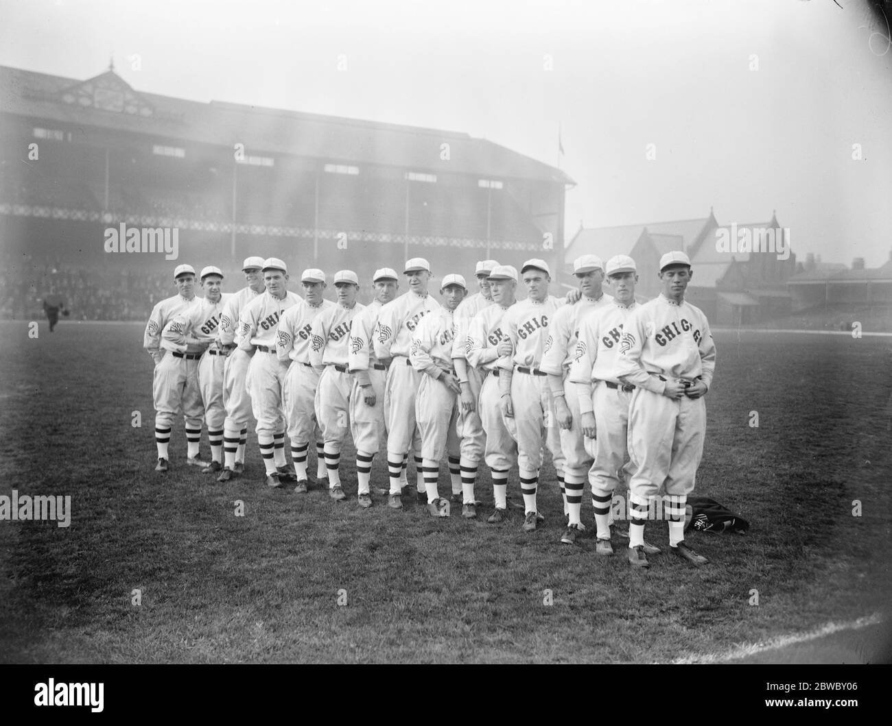 Les NewYork Giants et le Chicago White Sox se rencontrent à Liverpool le Chicago White Sox 24 octobre 1924 Banque D'Images