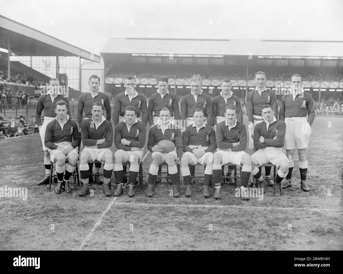 Match de rugby entre la Marine et l'Armée à Twickenham . L'équipe de l'Armée . 7 mars 1925 Banque D'Images