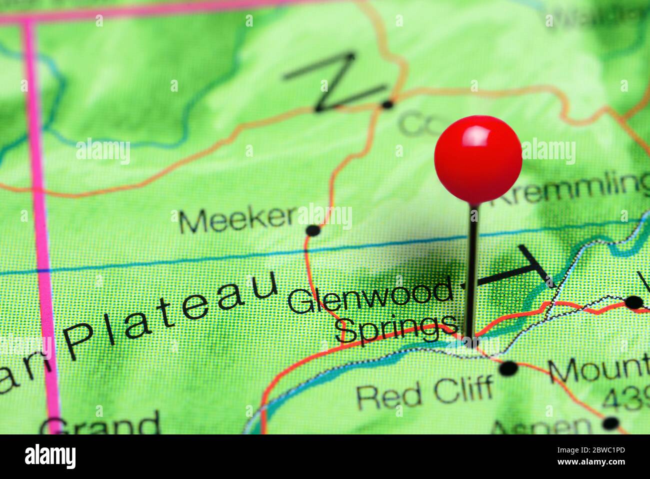 Glenwood springs sur une carte Banque de photographies et d’images à