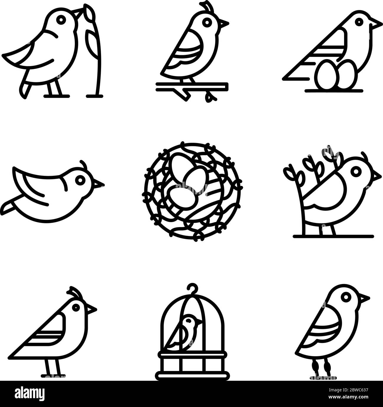 Jeu d'icônes de queue, style de contour Illustration de Vecteur