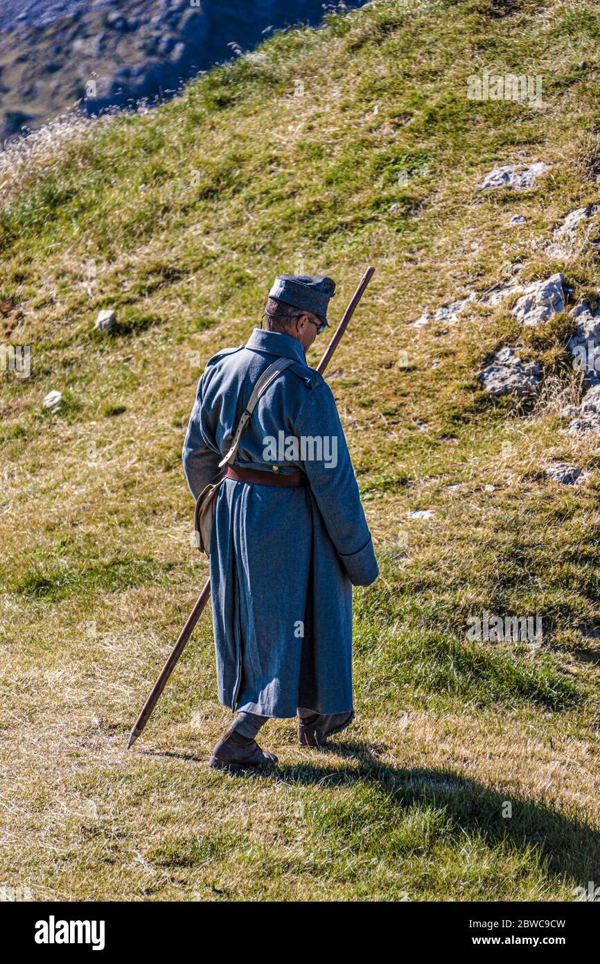 Italie Veneto Dolomites - Lagazuoi Piccolo - Andrea Orsi - Reenactor historique Banque D'Images