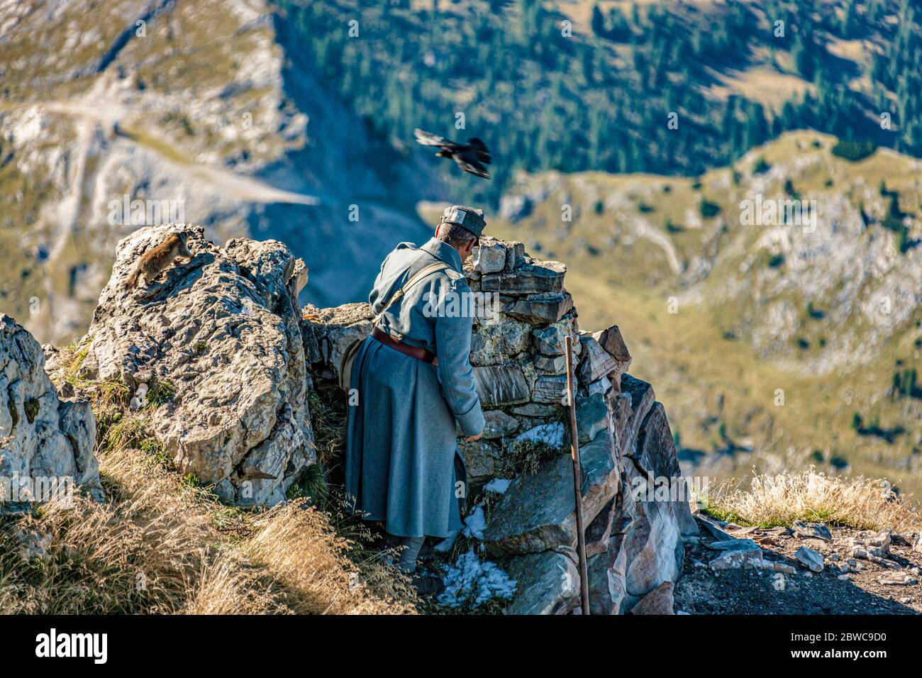 Italie Veneto Dolomites - Lagazuoi Piccolo - Andrea Orsi - Reenactor historique Banque D'Images