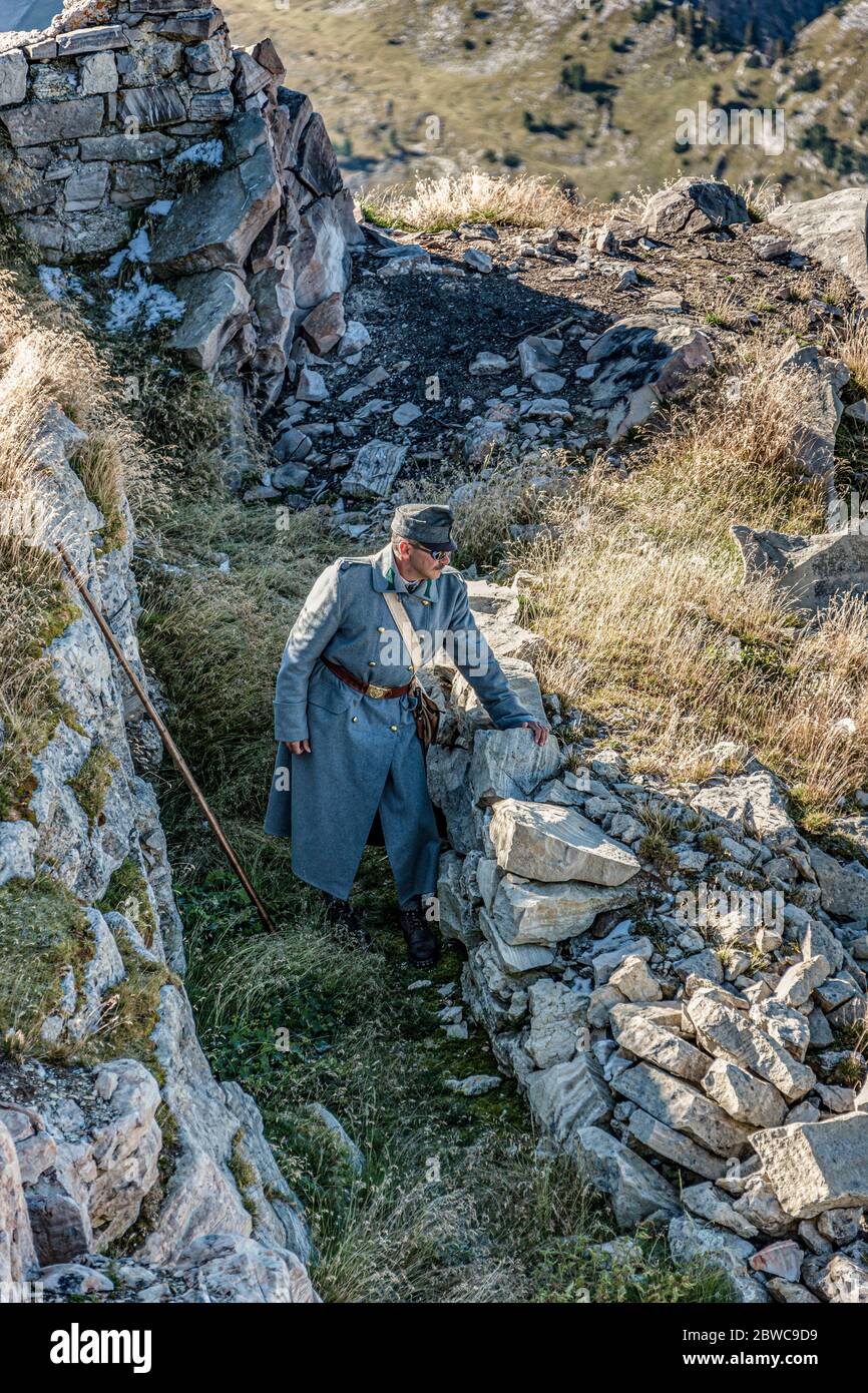 Italie Veneto Dolomites - Lagazuoi Piccolo - Andrea Orsi - Reenactor historique Banque D'Images