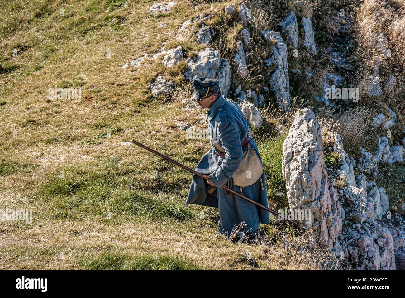 Italie Veneto Dolomites - Lagazuoi Piccolo - Andrea Orsi - Reenactor historique Banque D'Images