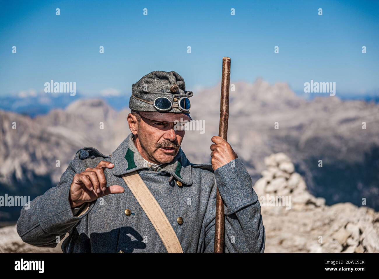 Italie Veneto Dolomites - Lagazuoi Piccolo - Andrea Orsi - Reenactor historique Banque D'Images