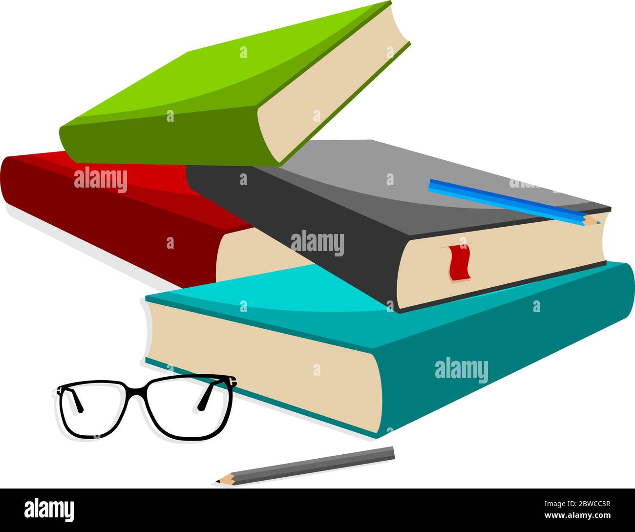 Livre crayon lunettes Vector Illustration Illustration de Vecteur