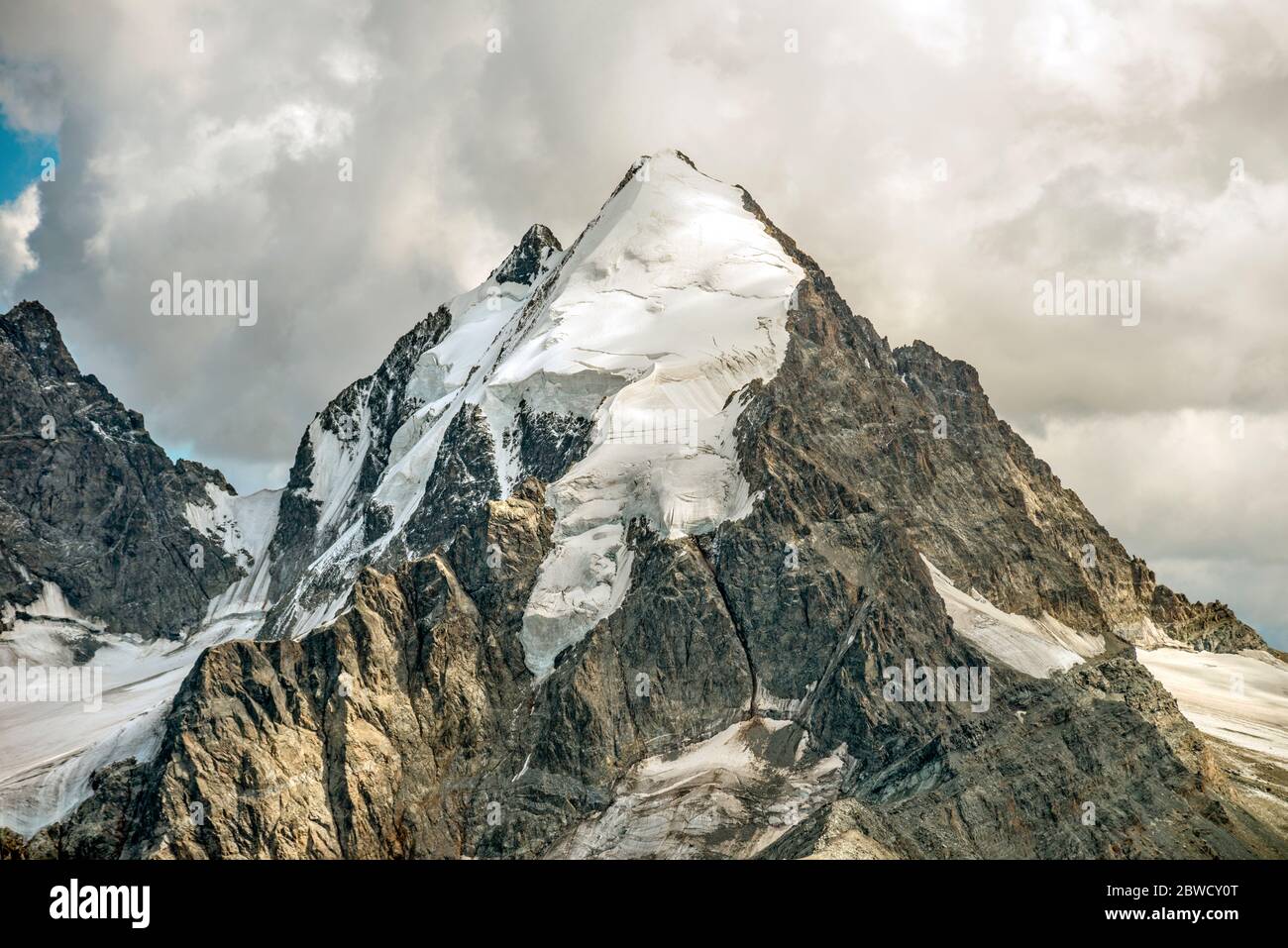 Piz Piz Corvatsch Rosegg vu de station de montagne, Grisons, Suisse. Banque D'Images