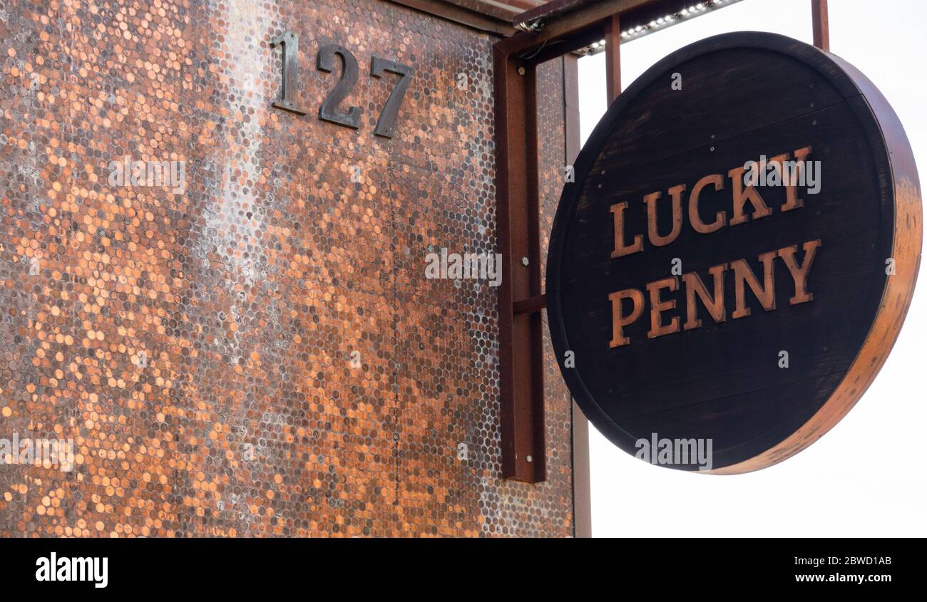 Lucky Penny restaurant pizza au feu de bois Santa Barbara CA Banque D'Images