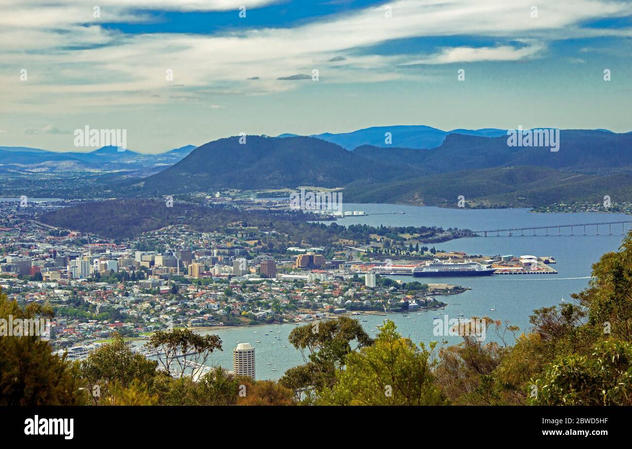 Vue panoramique sur Hobart depuis signal Station Tasmanie Australie Banque D'Images