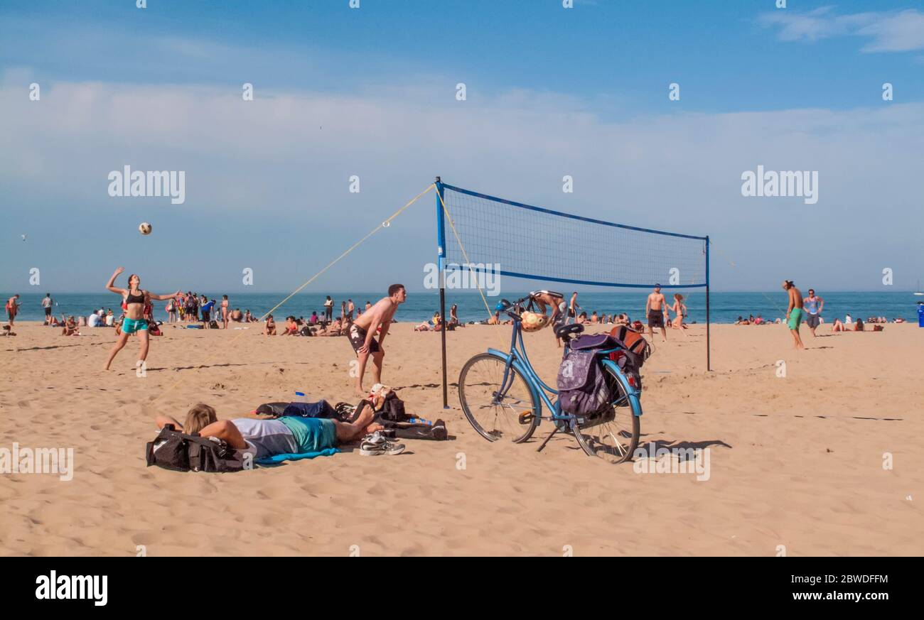 Oak Street Beach Lake Michigan, Chicago, Illinois, États-Unis Banque D'Images