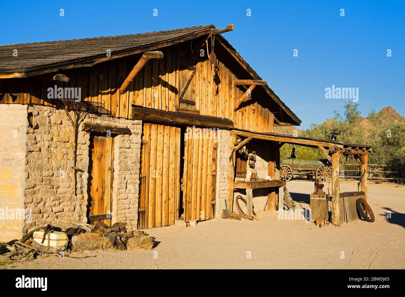 Stable dans les studios Old Tucson, Tucson, Arizona, USA Banque D'Images