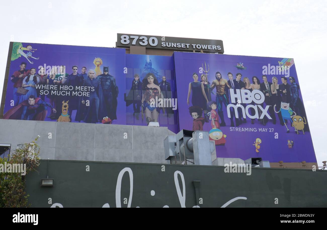 West Hollywood, Californie, États-Unis 31 mai 2020 VUE générale de l'atmosphère de HBO Max Billboard sur Sunset Blvd le 31 mai 2020 à West Hollywood, Californie, États-Unis. Photo par Barry King/Alay stock photo Banque D'Images