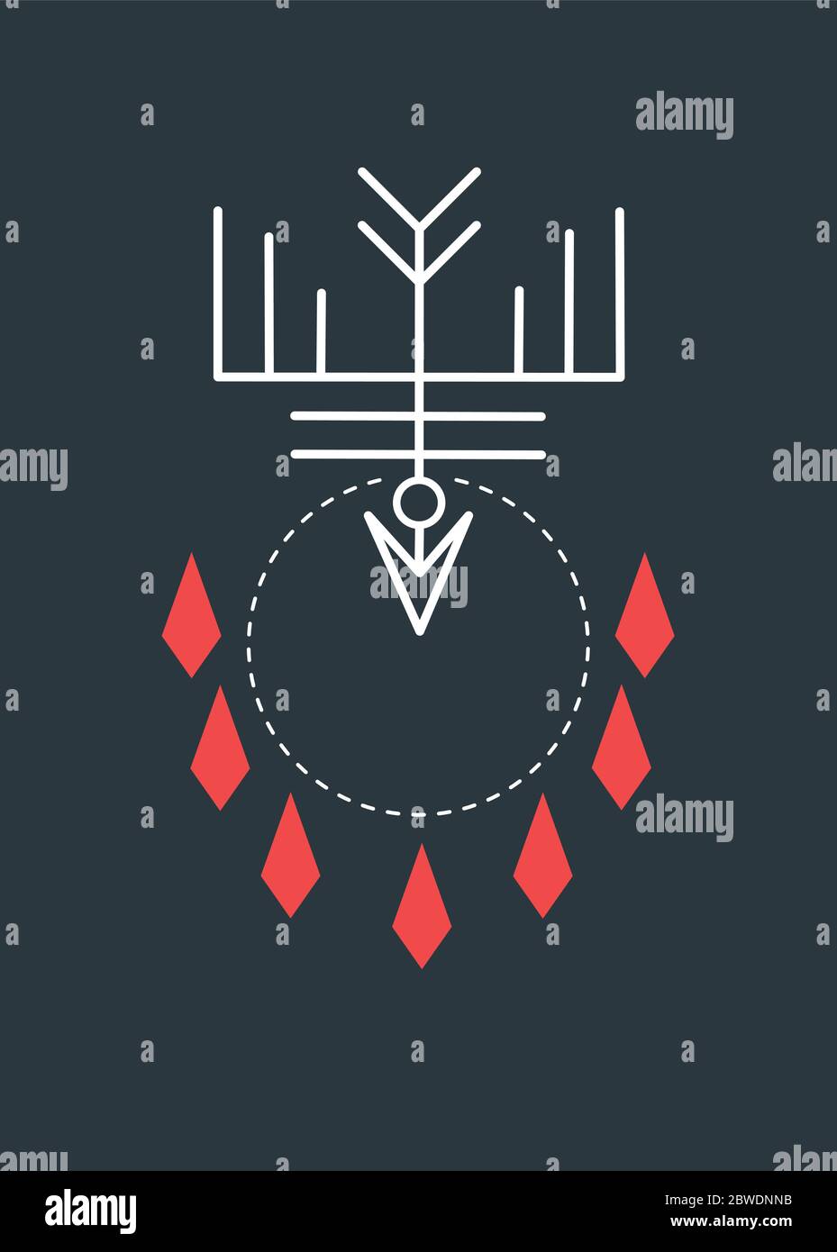 Illustration numérique ou dessin d'un symbole abstrait de l'Esprit Saint minimal à la Pentecôte Illustration de Vecteur