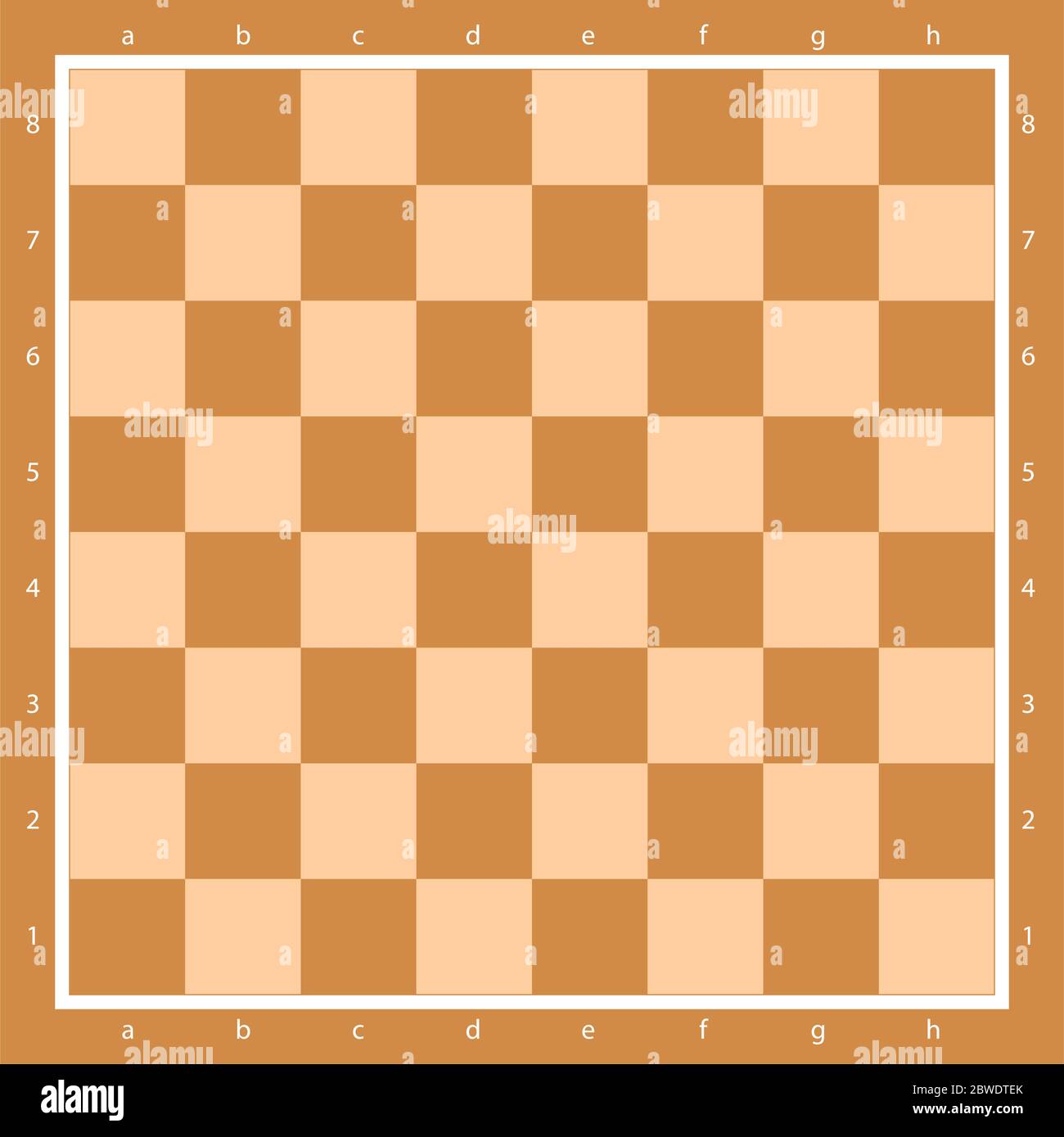 Brown Conseil d'Échecs Vue supérieure avec la notation algébrique, Vector Illustration. Le carrelage en échiquier. Illustration de Vecteur