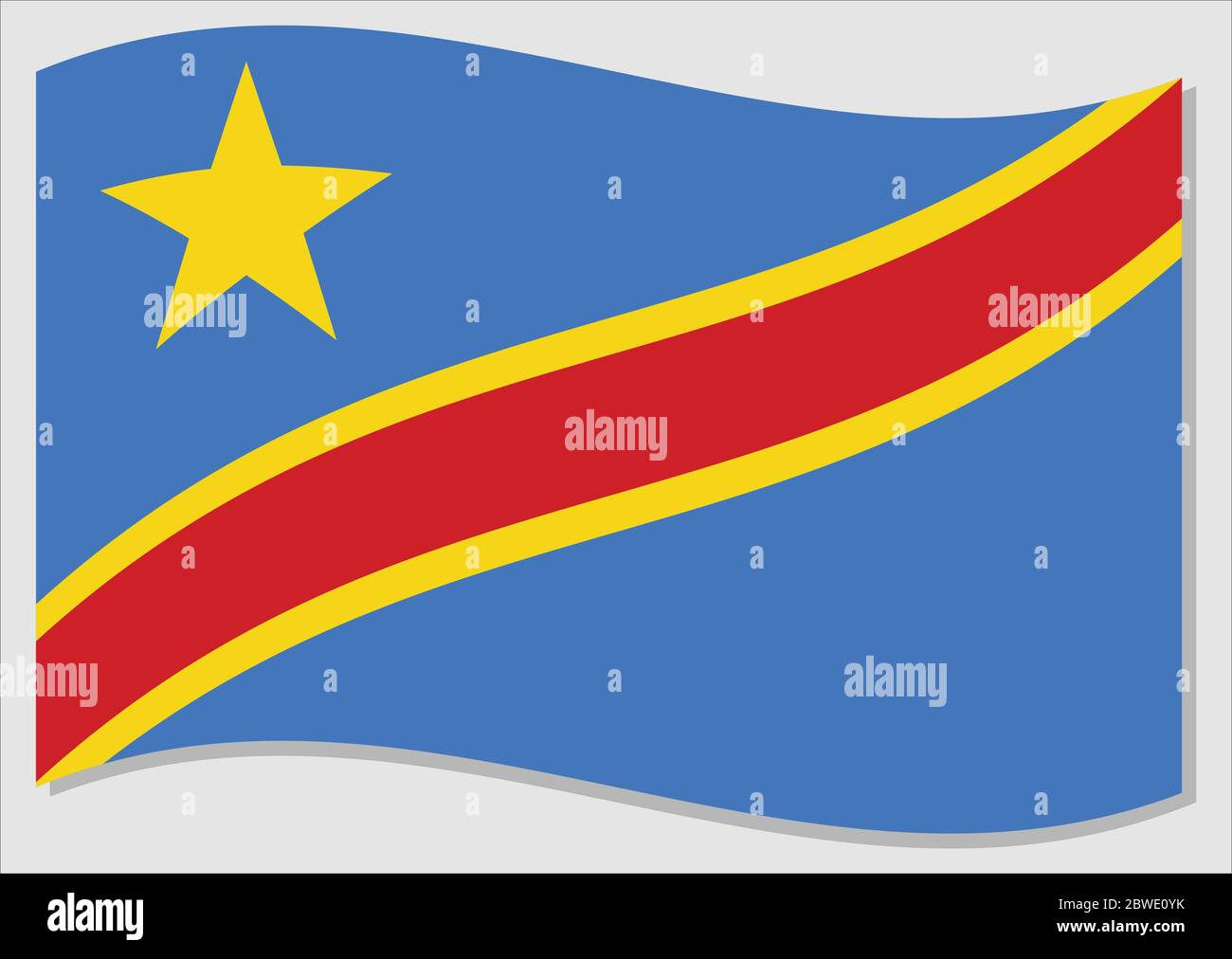 Drapeau de l'ondulation du graphique vectoriel de la RDC. Illustration du drapeau congolais agité. Drapeau de la RDC wavin dans le vent est un symbole de liberté et d'indépendance. Illustration de Vecteur