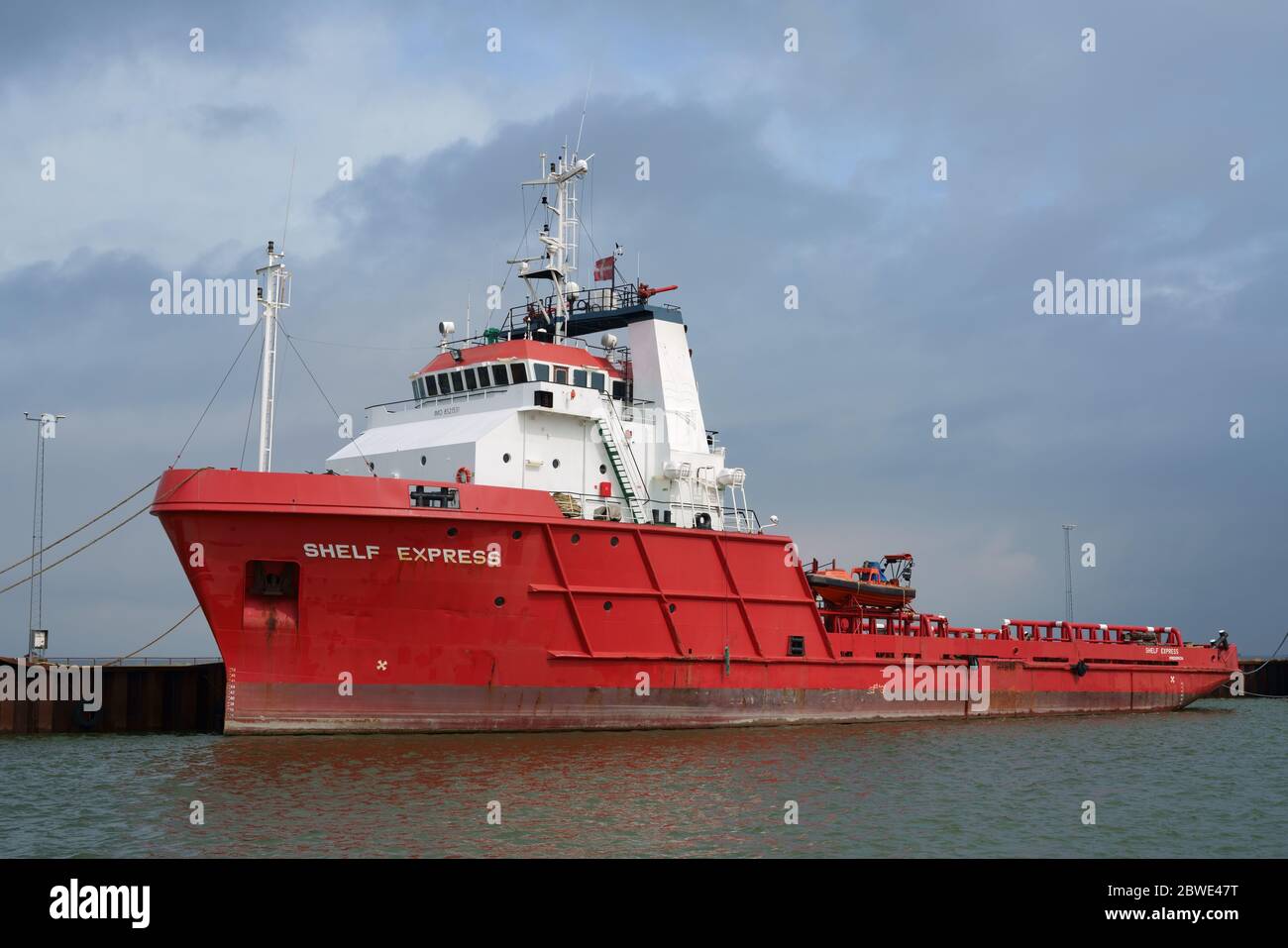 HAVNEBY, RØMØ, DANEMARK - 15 AOÛT 2019 : étagère Express en mer, navire de ravitaillement Banque D'Images