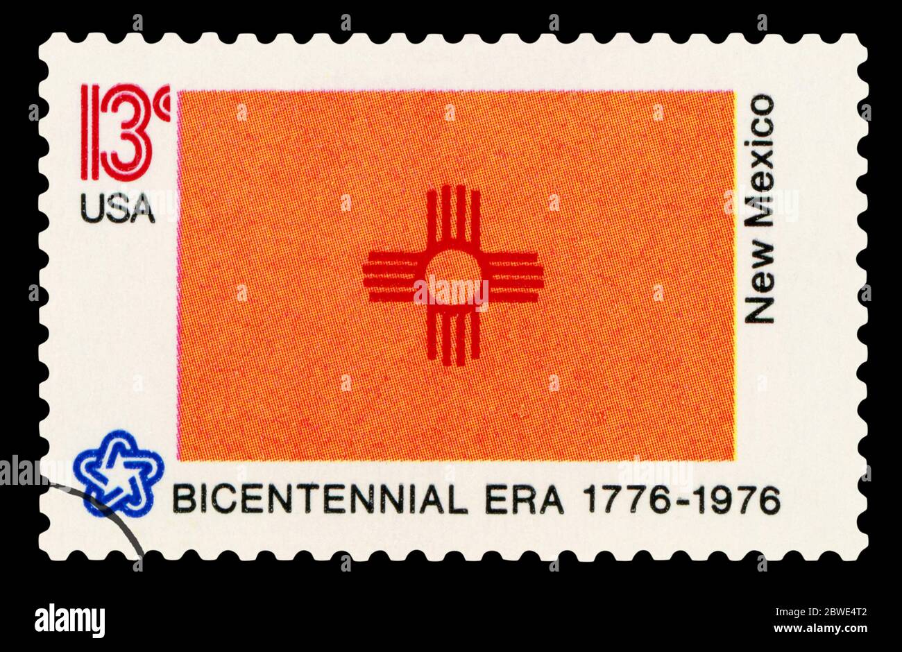 ÉTATS-UNIS D'AMÉRIQUE - VERS 1976 : timbre imprimé aux États-Unis dédié au Nouveau-Mexique, vers 1976. Banque D'Images