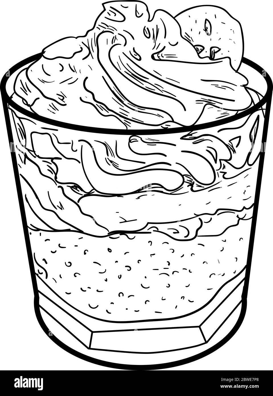 dessert banane dans une tasse avec une illustration vectorielle d'esquisse de chocolat Illustration de Vecteur